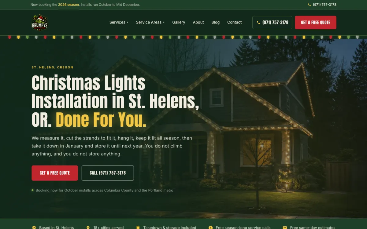 Grumpy's Christmas Lights website homepage