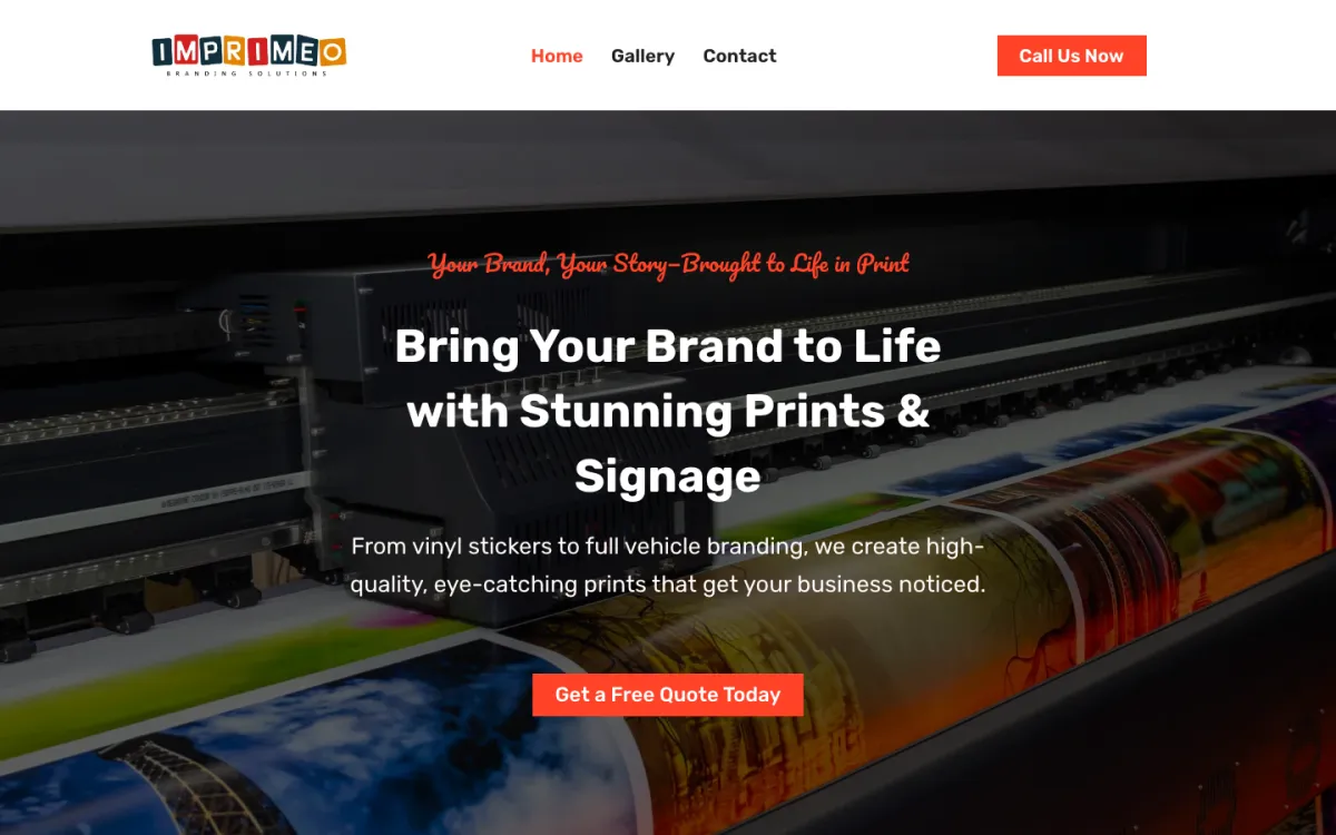 Imprimeo Branding website homepage