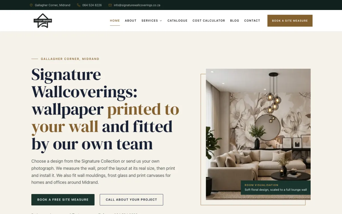 Signature Wall Coverings website homepage